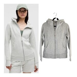 Lululemon Scuba Full Zip Hoodie Heathered Core Ultra Light Grey Size 8 M